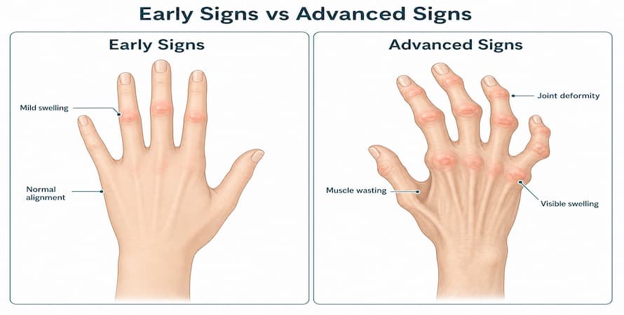 Early Signs vs Advanced Signs of Arthritis