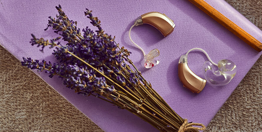 Colorful Hearing Aids Await Amid Fragrant