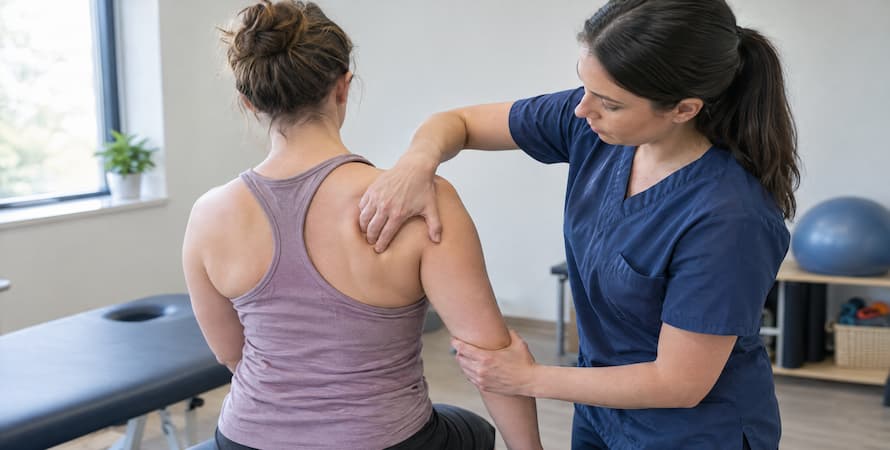 Diagnosis is mainly clinical &mdash; palpation along the outer border of the shoulder blade, combined with range of motion and resisted strength testing.